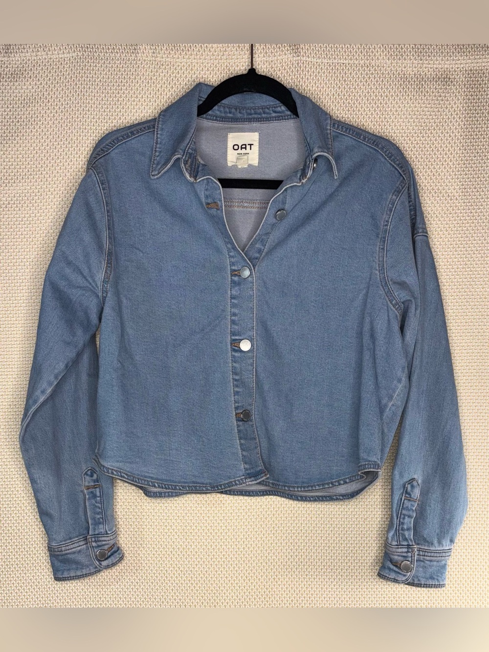 OAT New York Cropped Denim Button-Up Top size S